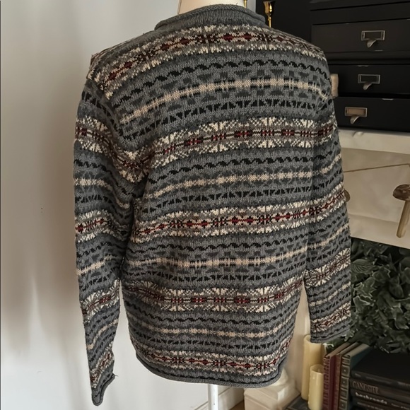 Incredible rare Gray light blue Patterned hand knit vintage Ralph Lauren sweater - Picture 3 of 4